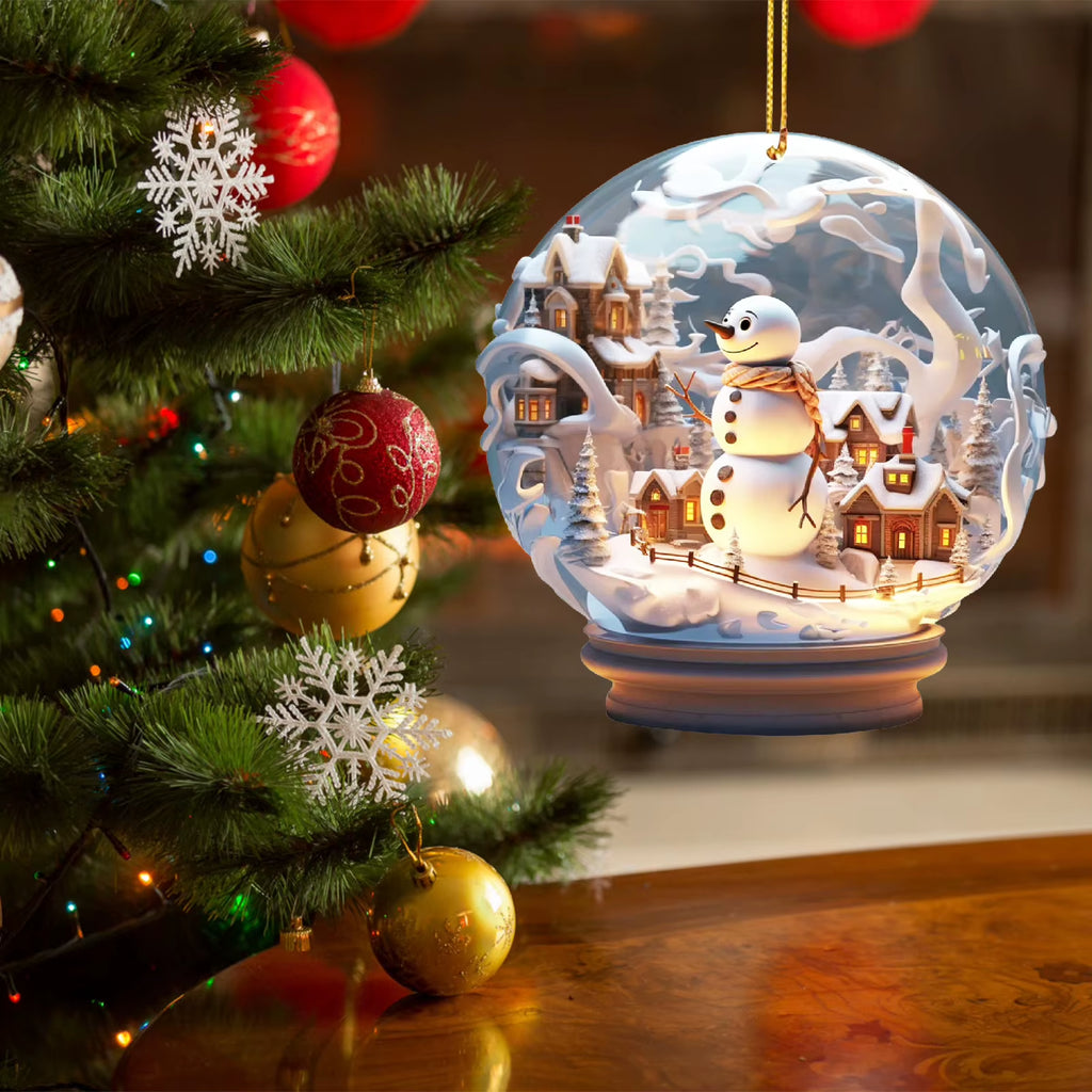 Mini Glass Snowman Ball Hanging Ornament