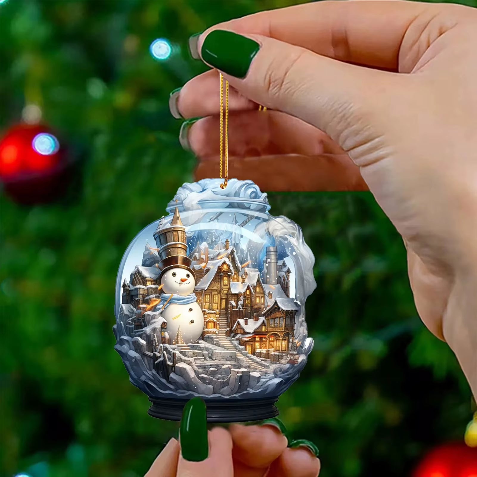 Mini Glass Snowman Ball Hanging Ornament