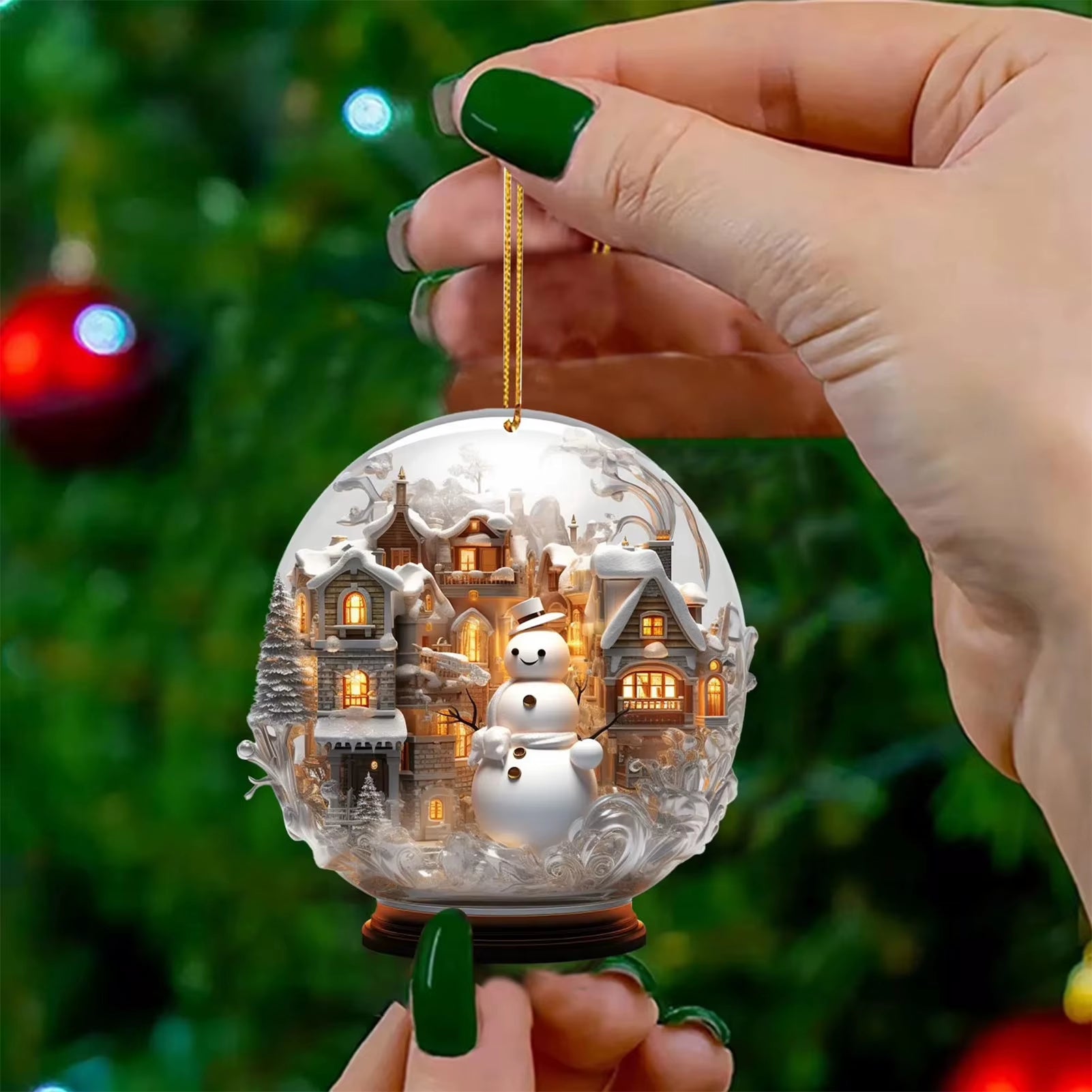 Mini Glass Snowman Ball Hanging Ornament