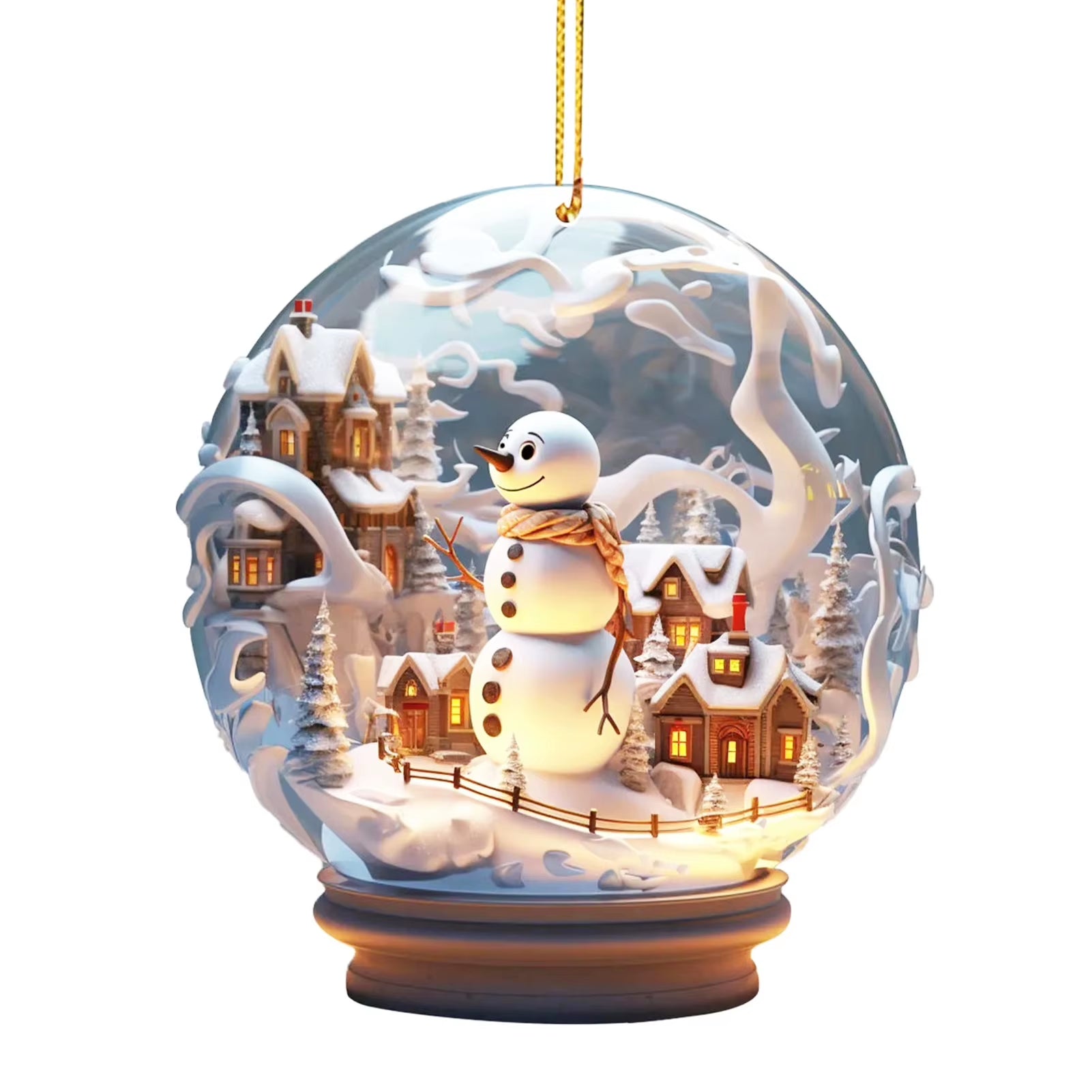 Mini Glass Snowman Ball Hanging Ornament