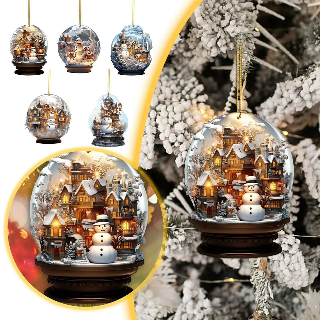 Mini Glass Snowman Ball Hanging Ornament