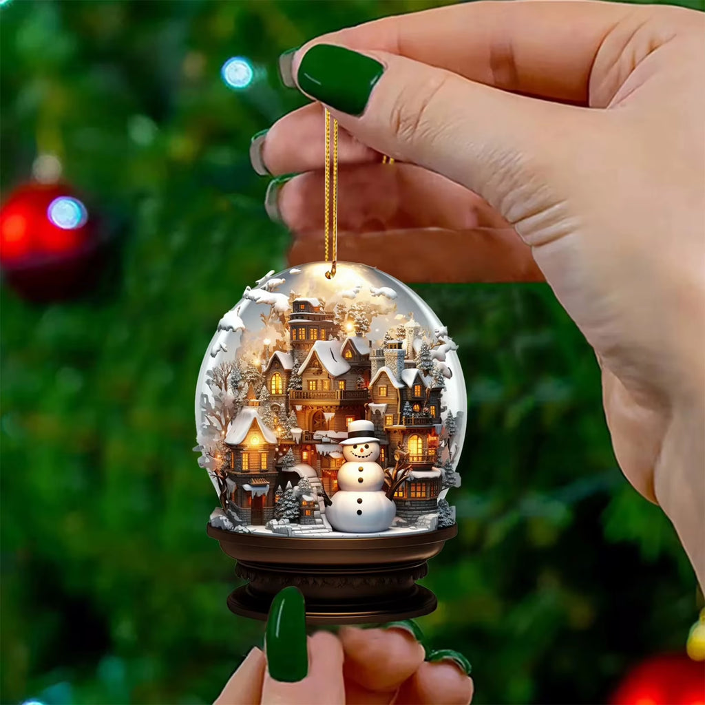 Mini Glass Snowman Ball Hanging Ornament