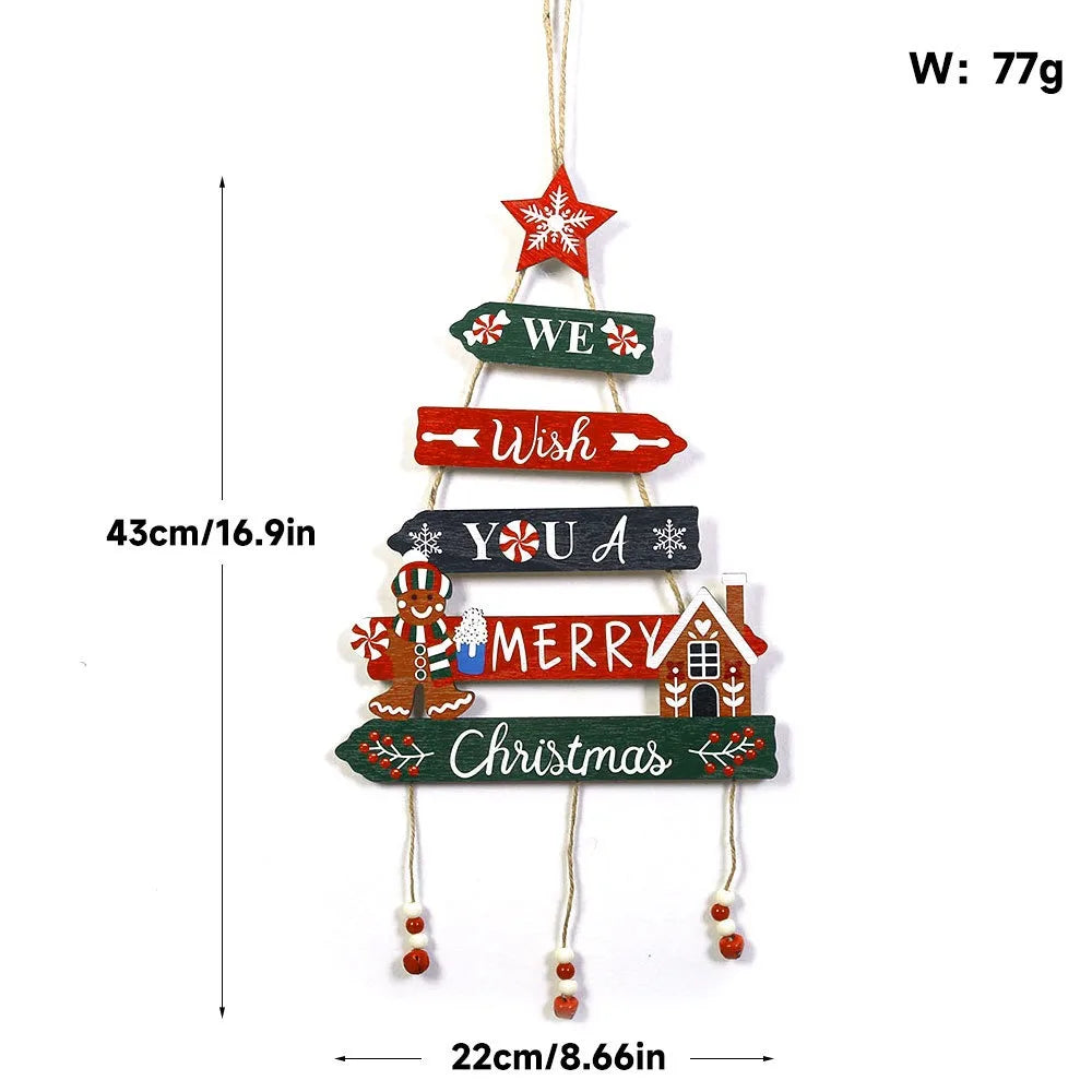 Colorful Wooden Christmas Hanging Decor