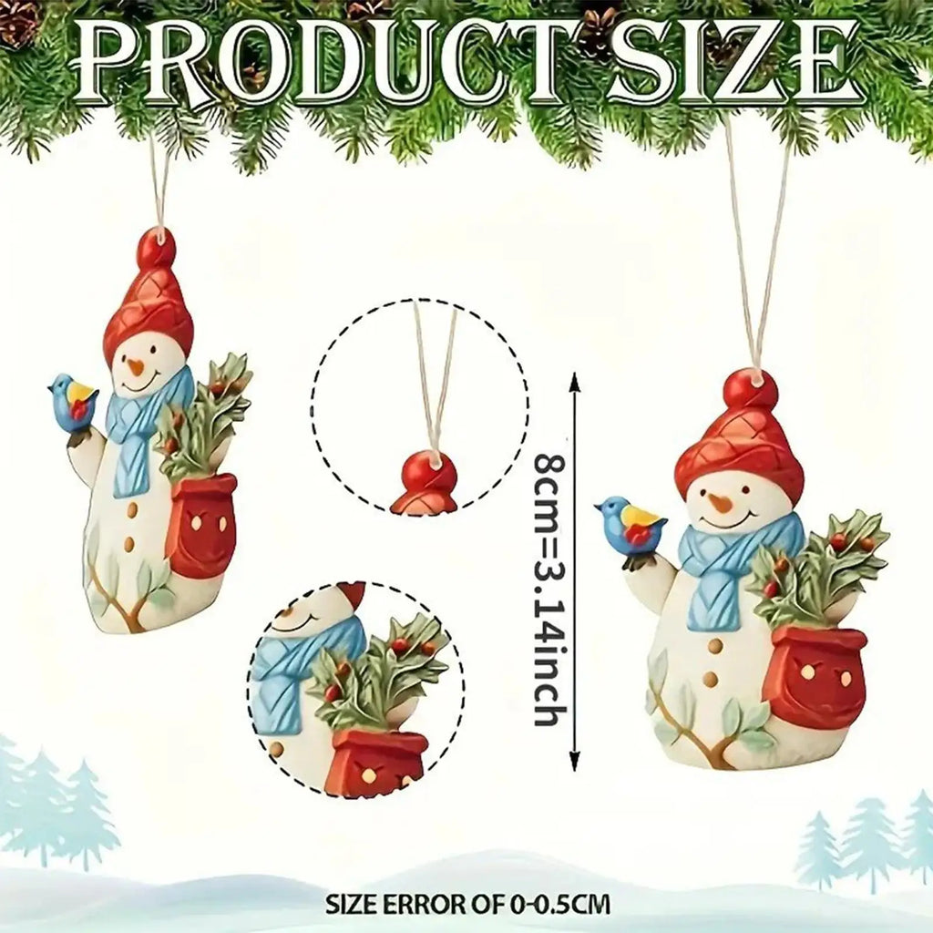 9Pcs Christmas Snowman Wooden Ornaments Set