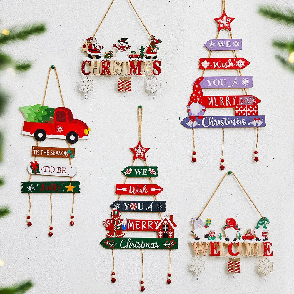 Colorful Wooden Christmas Hanging Decor