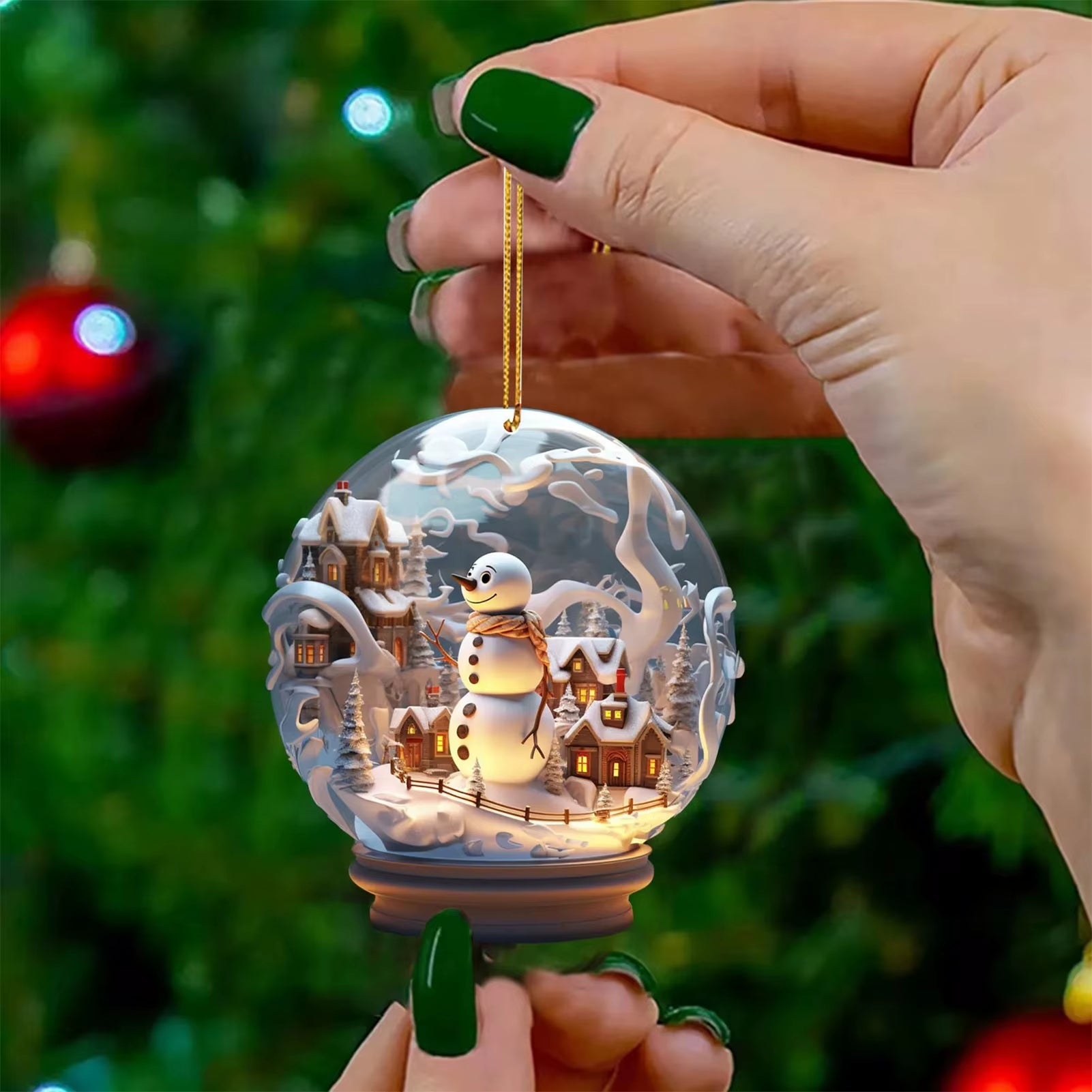 Mini Glass Snowman Ball Hanging Ornament