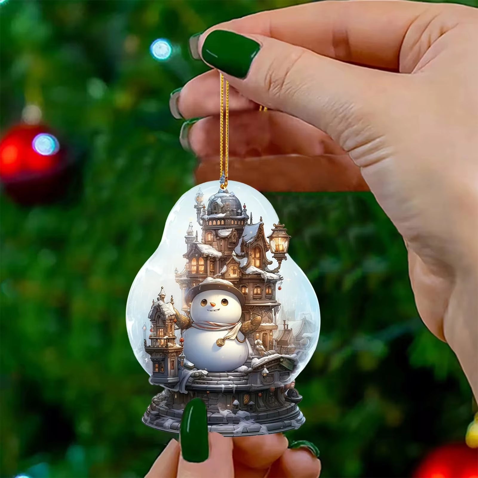 Mini Glass Snowman Ball Hanging Ornament